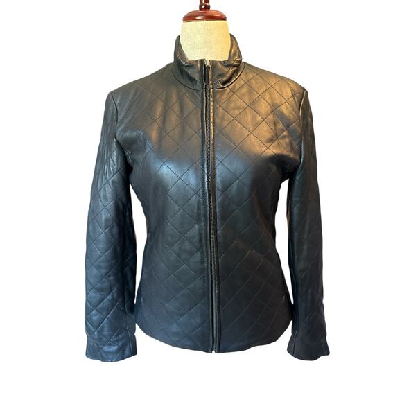 Coldwater Creek Leather Jacket | Tan Zip Front Quilted Classic Style | Size S - Picture 1 of 6